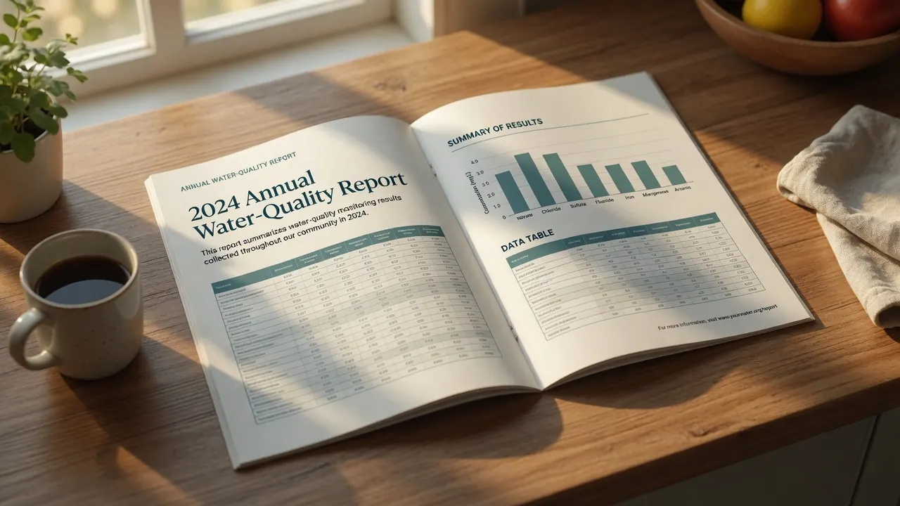 An open annual water-quality report showing a results chart and data table